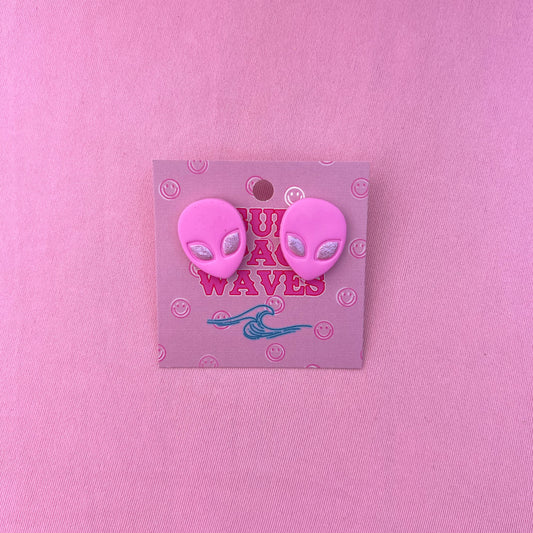 Alien Earrings - Hot Pink